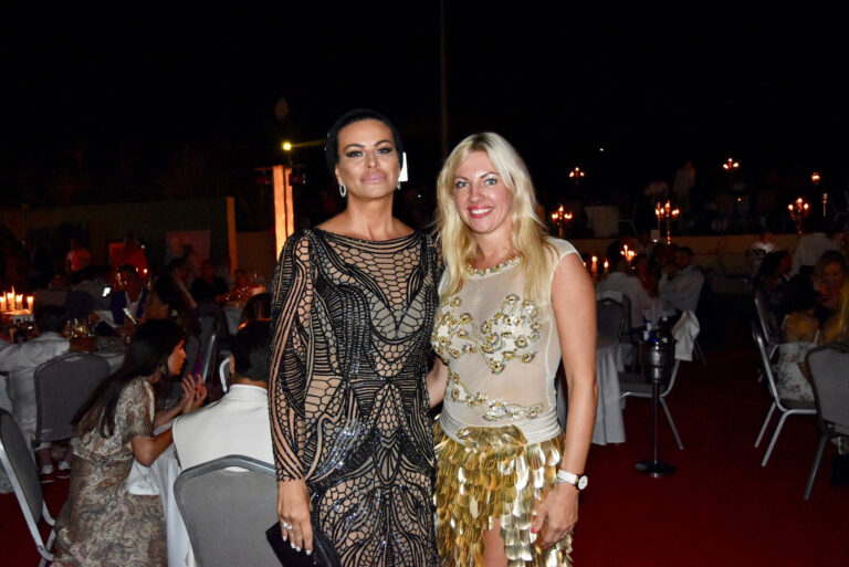 Princess Kasia Al Thani and Annika Urm at the World Vision Gala at Puente Romano Tennis Club Marbella 2019