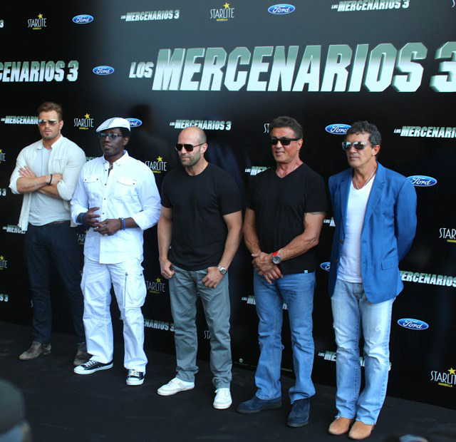 Kellan Lutz, Wesley Snipes, Jason Statham, Sylvester Stallone and Antonio Banderas Marbella 2014
