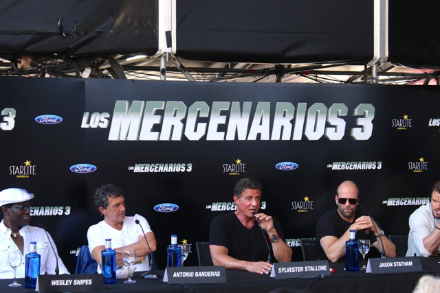 Kellan Lutz, Wesley Snipes, Jason Statham, Sylvester Stallone and Antonio Banderas Marbella 2014 The Expendables 3
