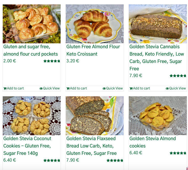 Annika Urm open Golden stevia online keto bakery sugar free gluten free low carb Cakes, pies, bread